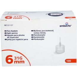 EMBECTA Thin Wall Pen-Nadeln 31 G 0,25x6 mm 100 St.