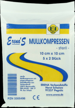 ERENA STERIL Mullkompr.10x10 cm 8fach 5X2 St