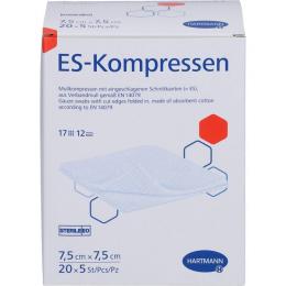 ES-KOMPRESSEN steril 7,5x7,5 cm 12fach Großpackung 100 St.