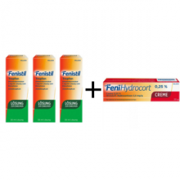 FENISTIL Tropfen 3 x 20 ml + FENIHYDROCORT Creme 0,25% 20 g