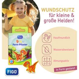 FIGO Kinderpflaster in Dino-Form 5 St.