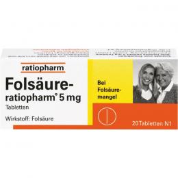 FOLSÄURE-RATIOPHARM 5 mg Tabletten 20 St.