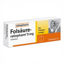 Folsäure-ratiopharm 5mg 20 St Tabletten