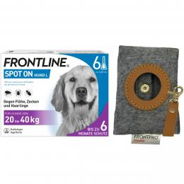 FRONTLINE SPOT ON Hund L 20 bis 40 kg - 6 Pipetten + Kotbeutelspender
