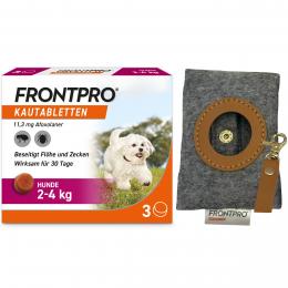 FRONTPRO 11 mg Kautabletten f.Hunde 2-4 kg 3 St. + Kotbeutelsp