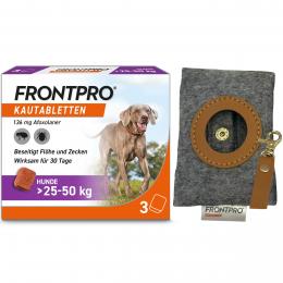 FRONTPRO 136 mg Kautabletten f.Hunde >25-50 kg 3 St. + Kotbeutel