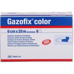 GAZOFIX color Fixierbinde kohäsiv 6 cmx20 m blau 6 St.