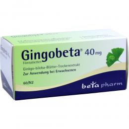 GINGOBETA 40 mg Filmtabletten 60 St Filmtabletten