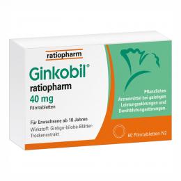 Ginkobil® ratiopharm 40mg mit Ginkgo biloba 60 St Filmtabletten
