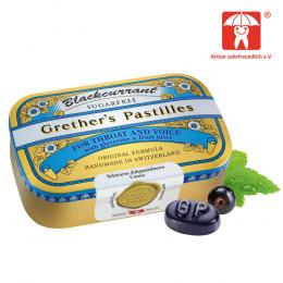Grethers Blackcurrant Silber zuckerfreie Pastillen 110 g Pastillen