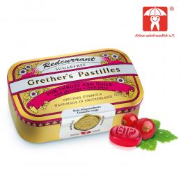 GRETHERS Redcurrant plus Vitamin C zuckerfreie Pastillen 110 g Pastillen