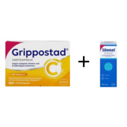 GRIPPOSTAD C Hartkapseln 24 St. + SILOMAT Hustenlöser Ambroxolhydrochlorid 30mg/5ml 100ml