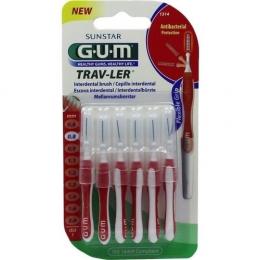 GUM TRAV-LER 0,8mm Kerze rot Interdental+6Kappen 6 St.