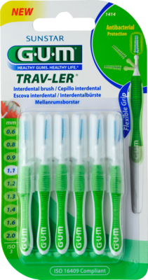 GUM TRAV-LER 1,1mm Tanne grn Interdental+6Kappen 6 St