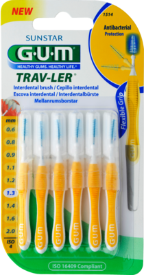 GUM TRAV-LER 1,3mm Tanne gelb Interdental+6Kappen 6 St