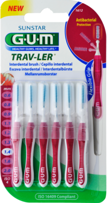 GUM TRAV-LER 1,4mm Kerze pink Interdental+6Kappen 6 St