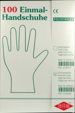 HANDSCHUHE Einmal Damen Polythylen 100 St