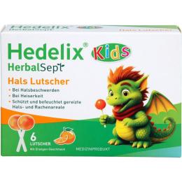 HEDELIX HerbalSept Hals Lutscher Kids 6 St.