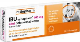 Ibu-ratiopharm® 400 mg akut Schmerztabletten Filmtabletten 20 St Filmtabletten