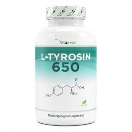 L-Tyrosin - 240 Kapseln - 1300 mg pro Tagesportion - Vegan