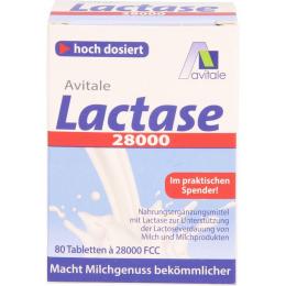 LACTASE 28.000 FCC Tabletten im Spender 80 St. (32,8 g)