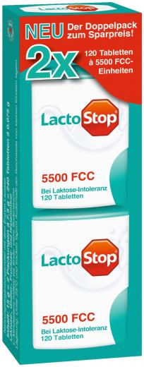 LACTOSTOP 5.500 FCC Tabletten Klickspender Dop.Pa. 2 X 120 St Tabletten