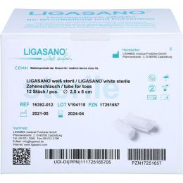 LIGASANO weiß Zehenschlauch 2,5x6 cm steril klein 12 St.