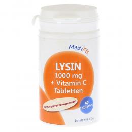 Ein aktuelles Angebot für LYSIN 1.000 mg+Vitamin C Tabletten MediFit 60 St Tabletten Nahrungsergänzungsmittel - jetzt kaufen, Marke ApoFit Arzneimittelvertrieb GmbH.