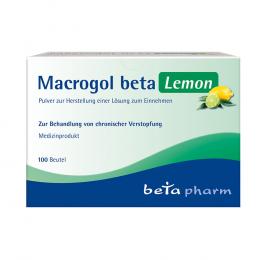 Ein aktuelles Angebot für MACROGOL beta Lemon Plv.z.Her.e.Lsg.z.Einnehmen 100 St Pulver zur Herstellung einer Lösung zum Einnehmen Verstopfung - jetzt kaufen, Marke betapharm Arzneimittel GmbH.