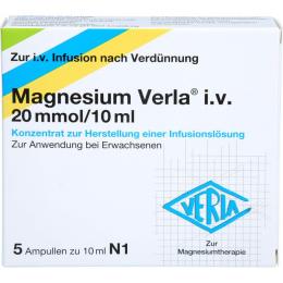 MAGNESIUM VERLA i.v. 20 mmol/10 ml K.z.H.e.Inf.Lsg 5 St.