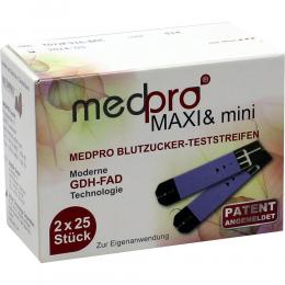 Ein aktuelles Angebot für MEDPRO Maxi & mini Blutzucker-Teststreifen 2 X 25 St Teststreifen  - jetzt kaufen, Marke Medpro GmbH.