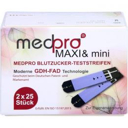 MEDPRO Maxi & mini Blutzucker-Teststreifen 50 St.