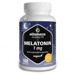 MELATONIN 1 mg hochdosiert vegan Tabletten 180 St Tabletten