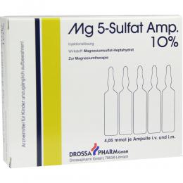 Ein aktuelles Angebot für MG 5 Sulfat Amp. 10% Injektionslösung 5 St Injektionslösung Nahrungsergänzungsmittel - jetzt kaufen, Marke Drossapharm GmbH.