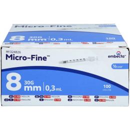 MICRO-FINE Insulinspritze 0,3 ml U100 8 mm 30 G 100 St.