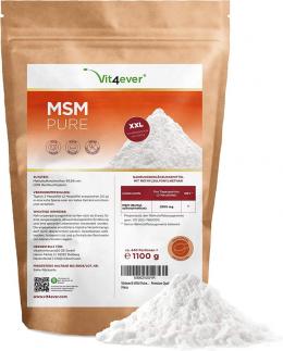 MSM Pulver - 1,1 kg (1100g) - 99,9% reines kristallines Methylsulfonylmethan - Meshfaktor 40-80