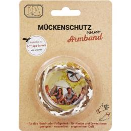 MÜCKENSCHUTZ Armband PU-Leder braun/weiß KDA 1 St.