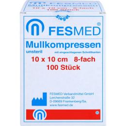 MULLKOMPRESSEN ES 10x10 cm unsteril 8fach 100 St.