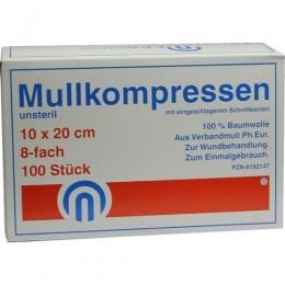 MULLKOMPRESSEN ES 10x20 cm unsteril 8fach 100 St.