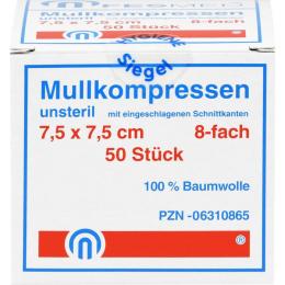 MULLKOMPRESSEN ES 7,5x7,5 cm unsteril 8fach 50 St.