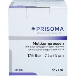 MULLKOMPRESSEN Prisoma 7,5x7,5 cm steril 8fach 60 St.