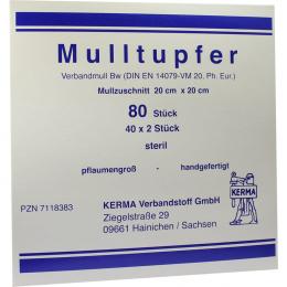 Ein aktuelles Angebot für MULLTUPFER 20x20 cm pflaumengross steril 40 X 2 St Tupfer Verbandsmaterial - jetzt kaufen, Marke KERMA Verbandstoff GmbH.