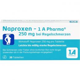 NAPROXEN-1A Pharma 250 mg b.Regelschmerzen Tabl. 20 St.