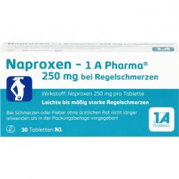 NAPROXEN-1A Pharma 250 mg b.Regelschmerzen Tabl. 30 St.