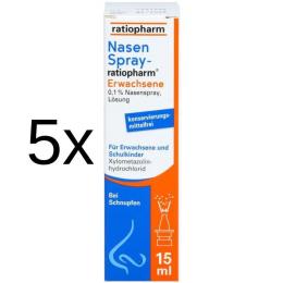 NASENSPRAY ratiopharm Erwachsene kons.frei 5 x 15 ml