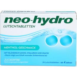 NEO-HYDRO Lutschtabletten Menthol zuckerfrei 24 St. (62,4 g)