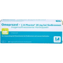 OMEPRAZOL-1A Pharma 20 mg bei Sodbrennen HKM 14 St.