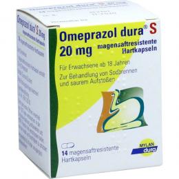OMEPRAZOL dura S 20 mg magensaftresist.Hartkapseln 14 St Magensaftresistente Hartkapseln