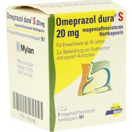 OMEPRAZOL dura S 20 mg magensaftresist.Hartkapseln 7 St Magensaftresistente Hartkapseln