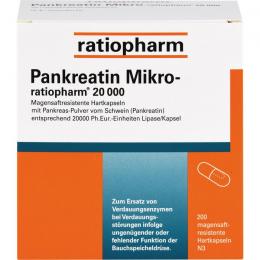 PANKREATIN Mikro-ratio.20.000 magensaftr.Hartkaps. 200 St.